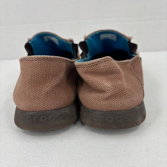 Crocs Canvas Loafer Junior Size 5 Brown Slip On Shoe Unisex Comfort - Picture 6 of 8